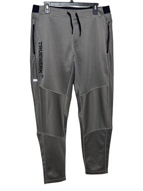 Truewerk Mens L Gray Jogger Work Pants Stretch Zip Pockets Athletic Tech
